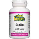 Natural Factors Biotin, 5000 mcg, 60 Veggie Capsules