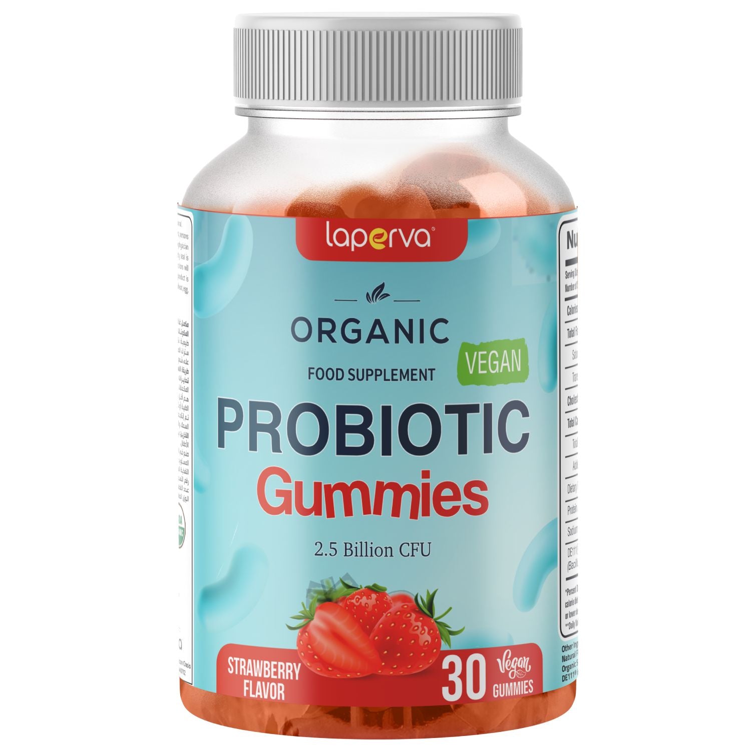 Laperva Organic Probiotic, Strawberry, 30 Vegan Gummies