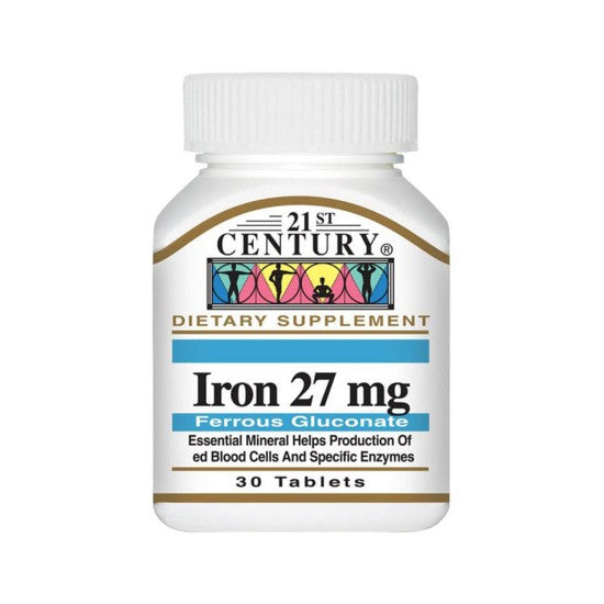 21st Century Iron 27 mg Ferrous Gluconate 30 Tablets