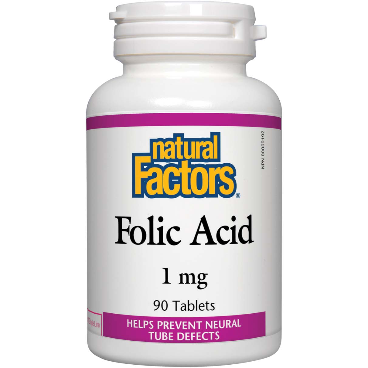Natural Factors Folic Acid, 1 mg, 90 Tablets
