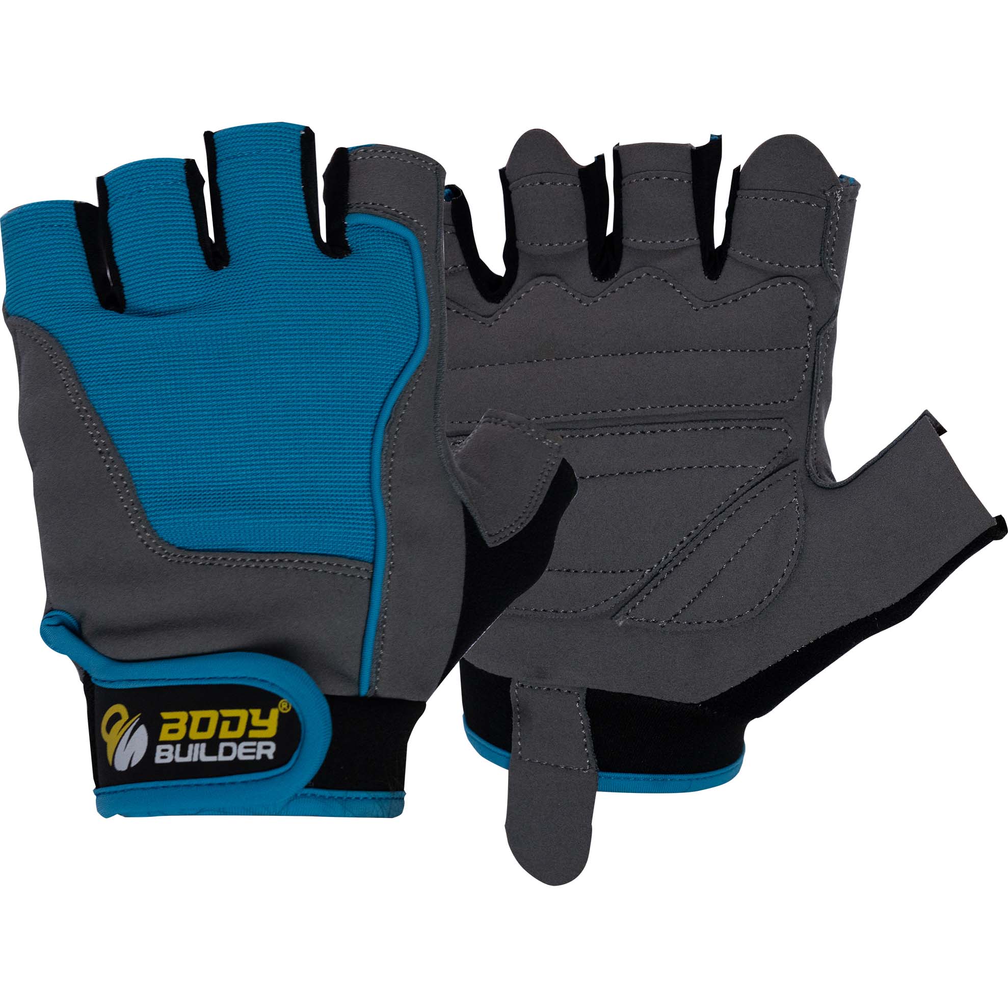 Body Builder Trainer Gloves, L, Grey-Blue